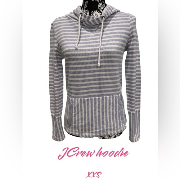 JCrew periwinkle, and white striped hoodie - Picture 1 of 9